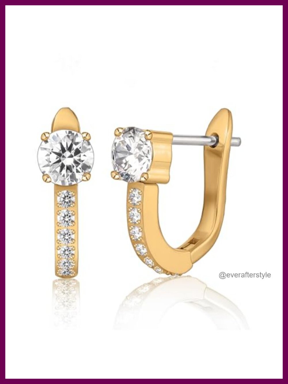 Hypoallergenic Titanium Huggie Hoop Earrings Cubic Zirconia Pave 10mm